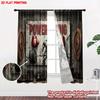 2D Flat Printing 2pcs Window Treatment Curta Dynamic Boxing Fitness Digital Printed Polyester Drapes Festive Wall Decor Use