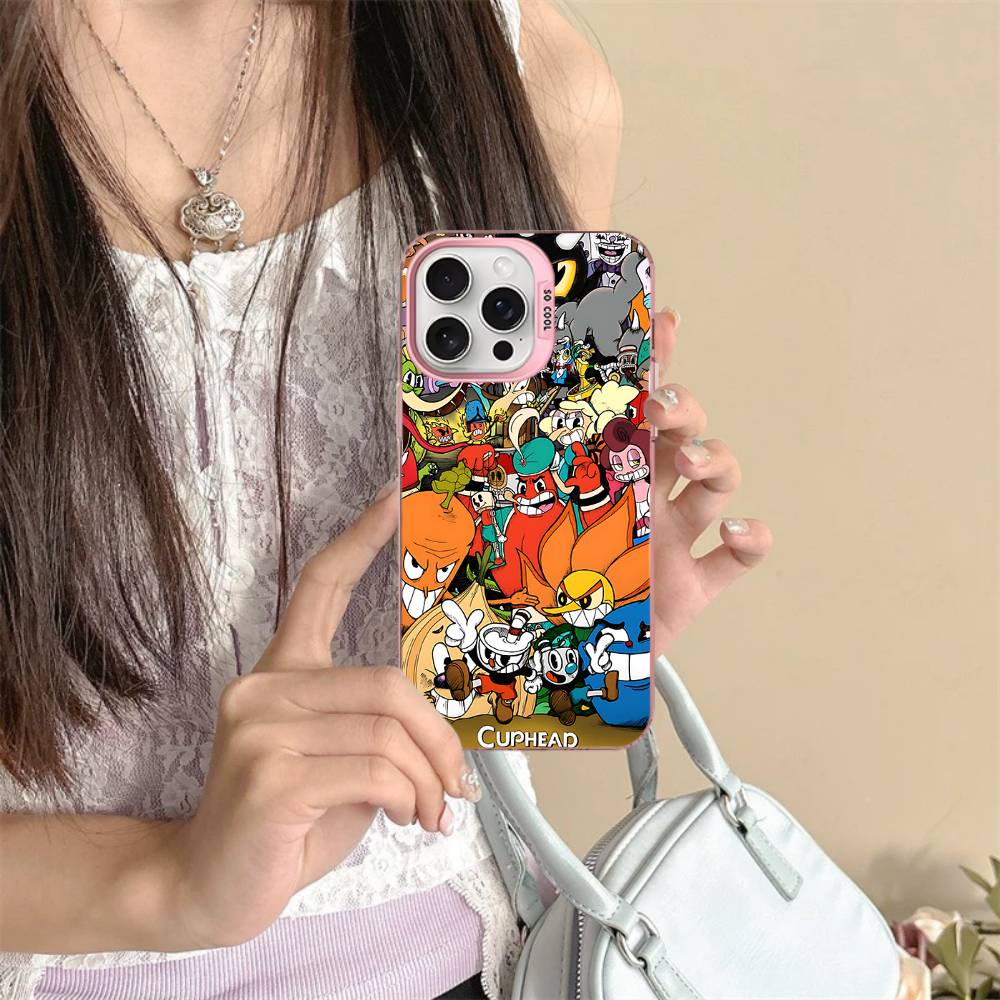 Anime Cuphead Cartoon Phone Case For IPhone 16 15 14 13 12 11 17 Pro MAX Plus Pro Matte Shockproof Cover