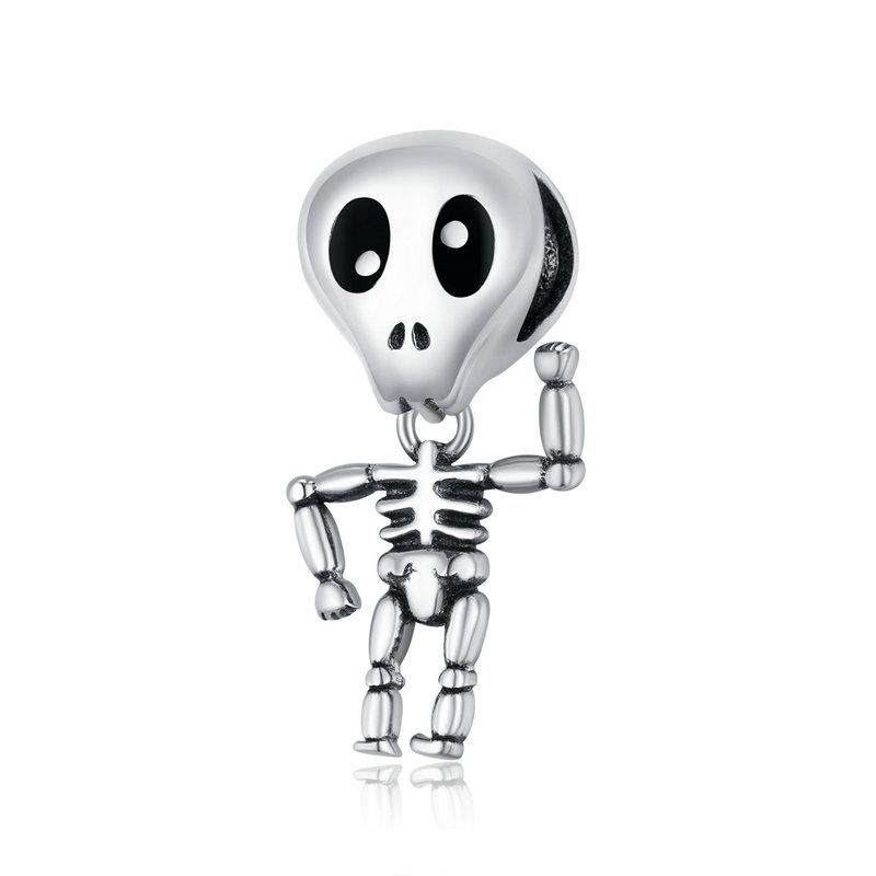 WOSTU 925 Sterling Silver Dark Style Witch Hat Skull Skeleton Spider Cross Charm Charm Beads Fit Original Bracelet DIY Jewelry