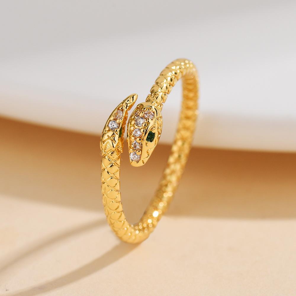European and American Jewelry Cold Style High-end Snake Adjustable Ring for Women