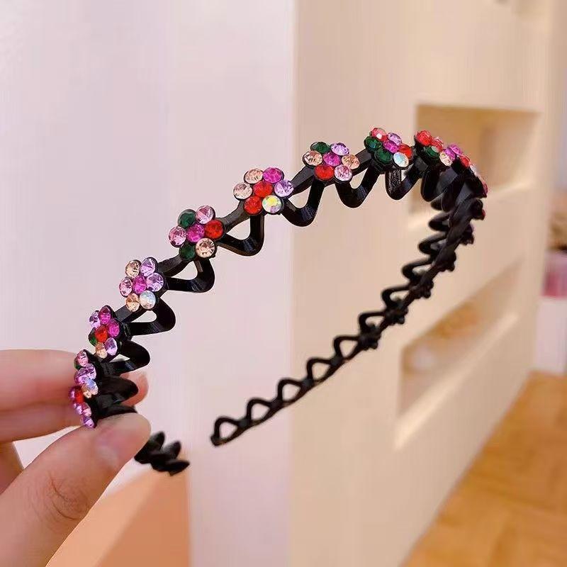 Hair Tidying Headband for Women, Face Washing Headband with Teeth, Non-slip, High Top Head, Temperament Pressure Hair Water Drill Headband