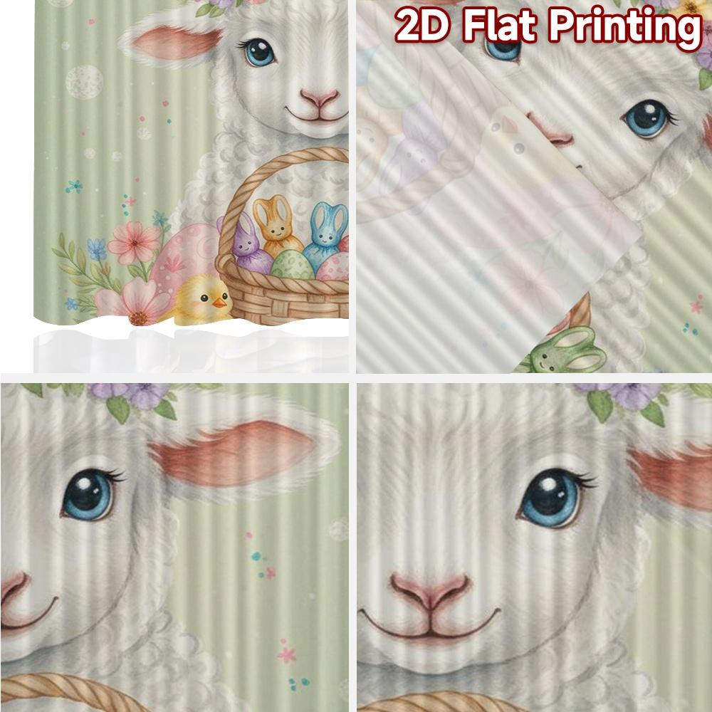 Flat Printing Curtains Roller Blinds Easter Bunny Colorful Versatile Fabric Without Electricity Family Party Set Of 2 Made Polyester