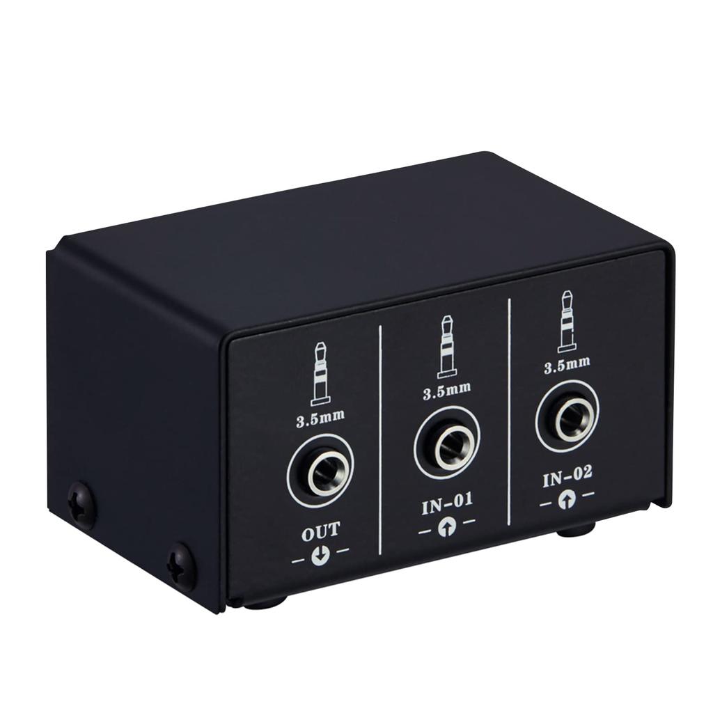 ZEYUAN Audio Switcher 3.5mm 2 In 1 Out 1 In 2 Out AB Switch Stereo Audio Splitter Box Distortion-Free 3.5mm Jack for Switching Between Computer