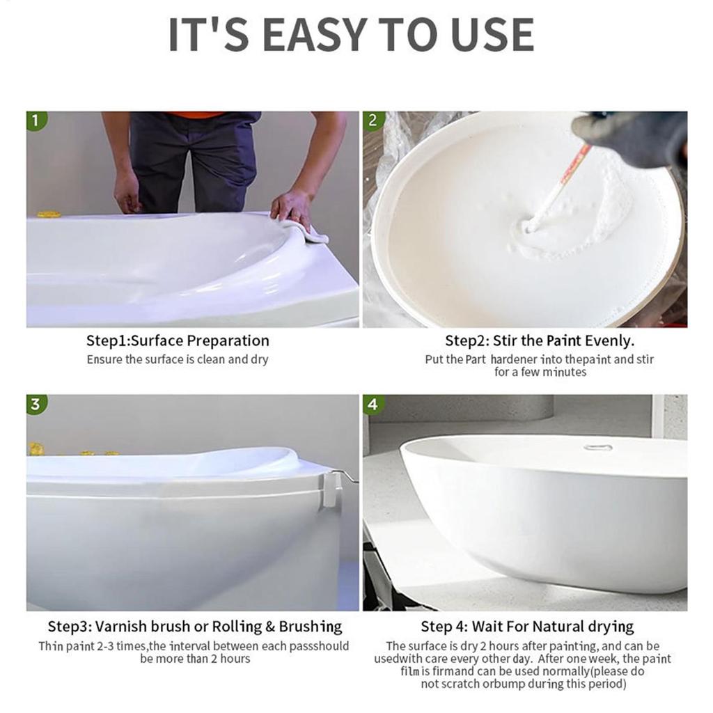 Kit Vopsea pentru Faianță de Baie Vopsea pentru Schimbarea Culorii Faianței Vopsea Acrilică pe Bază de Apă pentru Renovare Ceramică Sticlă Baie pentru Căzi de Baie Chiuvetă