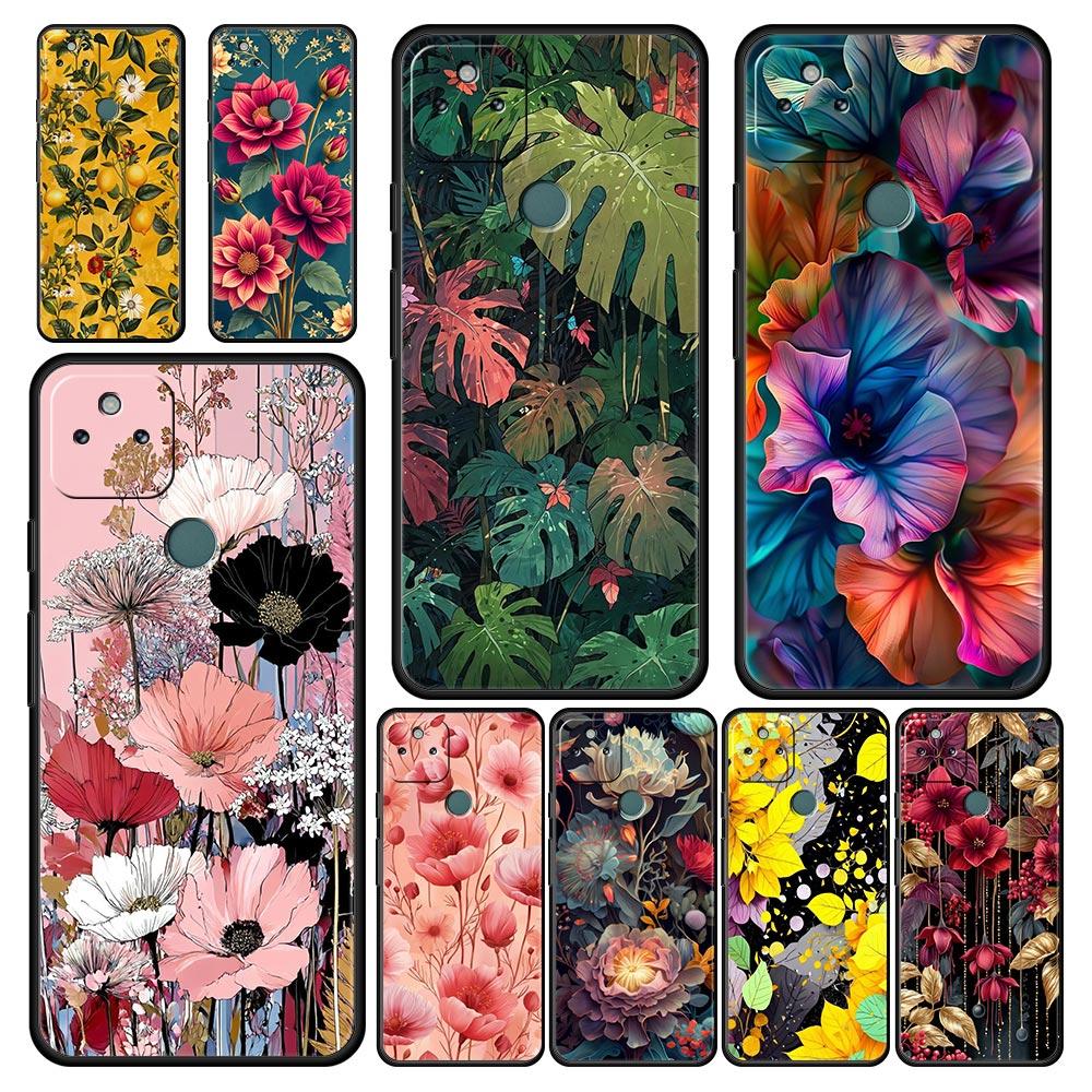 Abstract Plants Flower Phone Case Cover for Google Pixel 10 9 8 7 6 9A 8A 7A 6A Pro Shockproof Soft TPU 9 Pro XL Shell Capas Bag