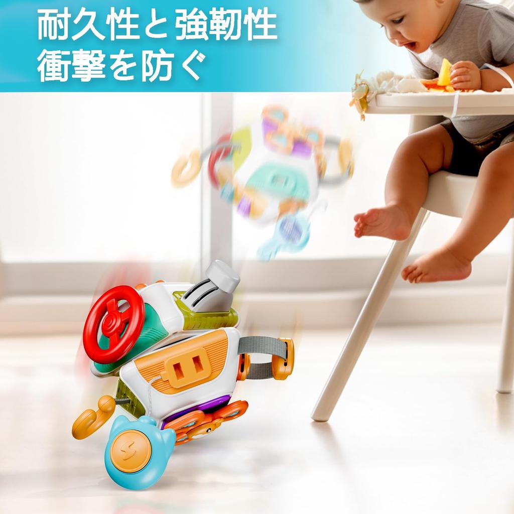 Bornoon Montessori Educational Toy, Decahedron Multifunctional Educational Toy, 10 in 1 Busy Board, Sensory Board, Key Toy, Educational Toy,