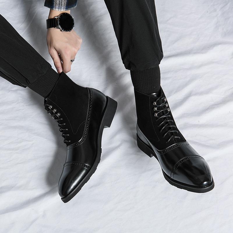 Men's Retro Lace-up High-top Leather Boots - Plus Size Spring/Autumn Fashion Casual Shoes