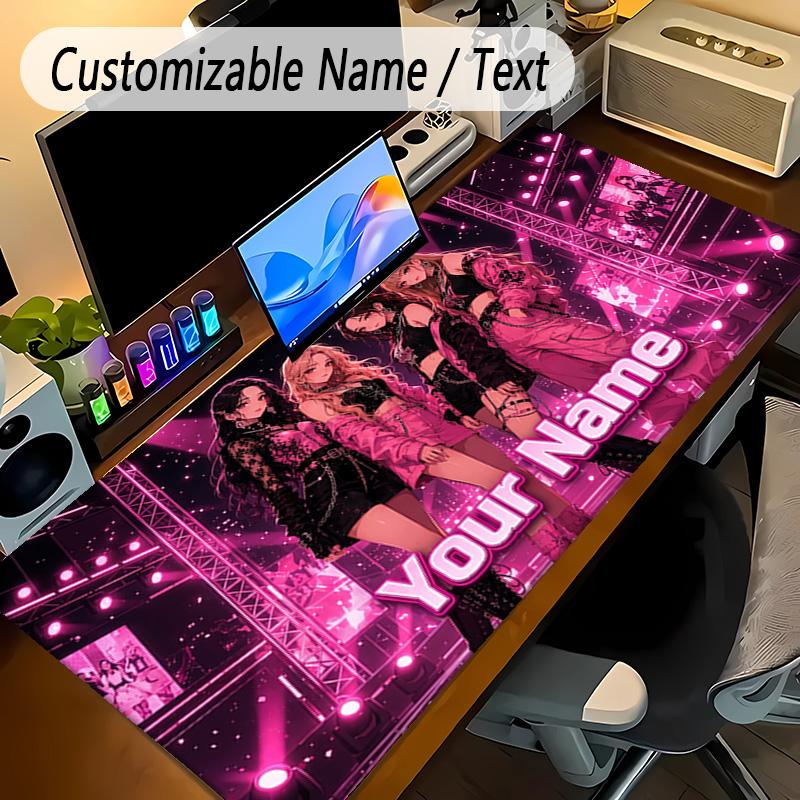 Large Mouse PadBLACKPINK Custom Name Text Personalized Desk Mat Non Slip Gaming Pad