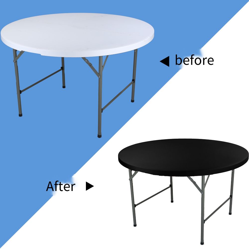 Solid Color Round Table Cover Elastic Picnic Table Cloth Durable Table Protector  Party Decor