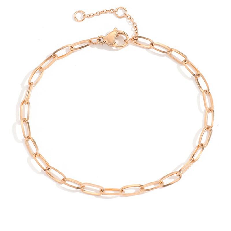 CARLIDANA Fashion Stainless Steel Gold Plated Paper Clip Bracelets Women Men Cuban Link Mesh Chain Bracelet Simple Jewelry