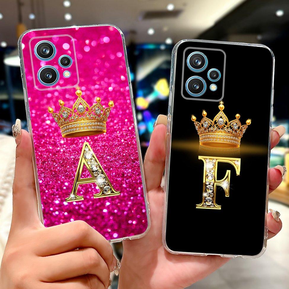 6.4" For Realme 9 Pro Plus Case RMX3392 Clear Fashion Luxury A-Z Letters Soft Bumper Cover For Realme 9 Pro+ Phone Case RMX3393