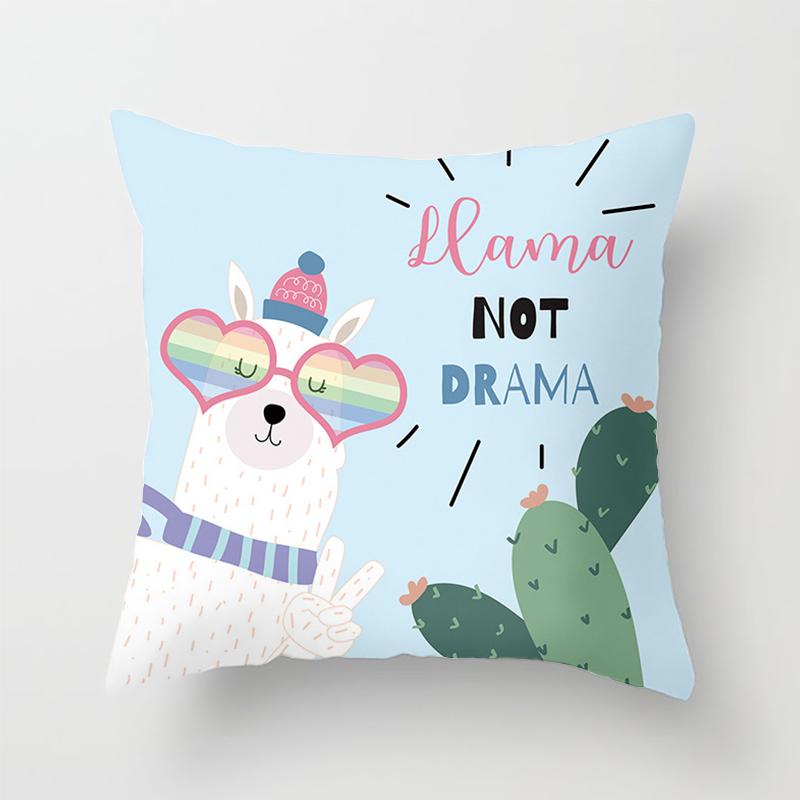 Cute Cartoon Printed Pillowcase Alpaca Decorative Home Sofa Office