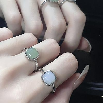 Open Ring Women'S High-End Gem Cold Wind Square Simple Personality Index Finger Ring