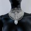 Women's European-American Rhinestone Tassel Necklace: Bold, Multi-layered, Fashion Statement