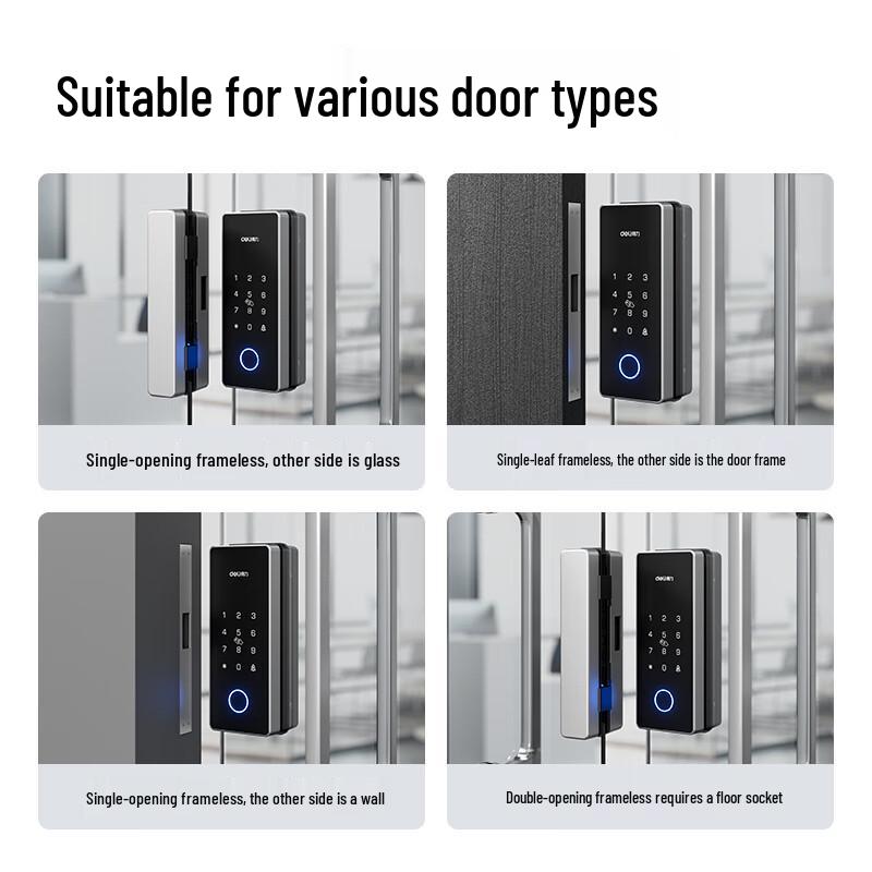 Deli Office Glass Door Fingerprint Lock CN plug (adapter included)