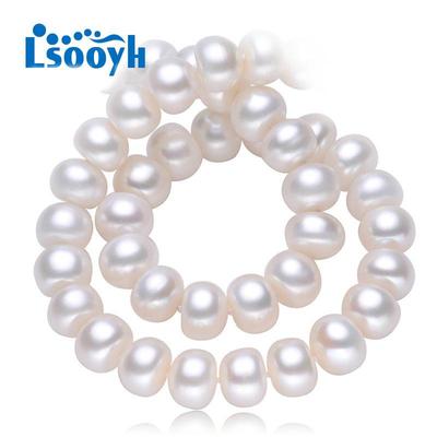 LSOOYH Collana di perle d'acqua dolce naturali da 9-10 mm per donna Collana girocollo con gioielli di perle bianche