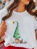 Women's Tops Christmas Short Sleeve Tees Female Summer Beach Funny Cartoon Santa Reindeer Printed T-Shirt Regular Graphic Female