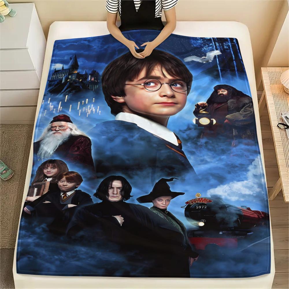1Pc Magic School Story Print Flannel Blanket, High quality Comfortable for All Seasons, Home Decor, Warmth and Comfort, Perfect for Gifts