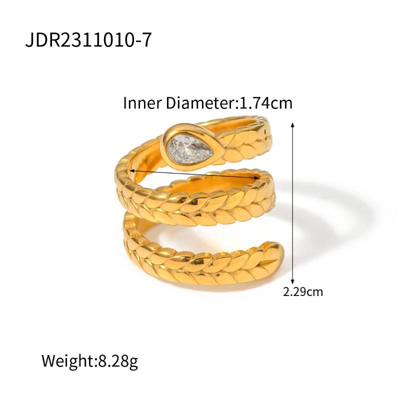 Stainless Steel Zirconia Open Ring, High-end Finger Ring, Titanium Steel Hand Accessory