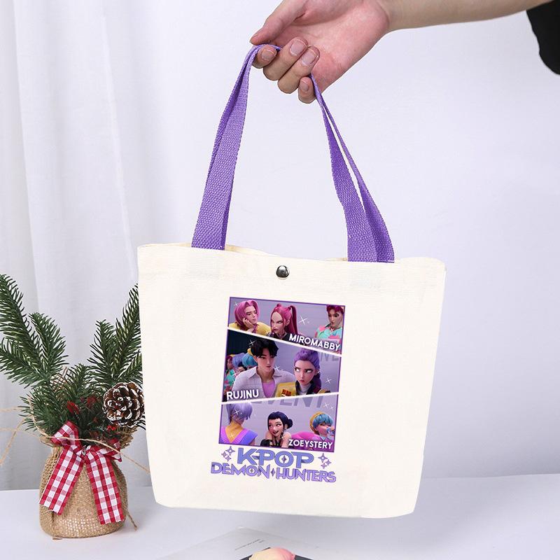 K-Pop Animation Cartoon Printing High Value Fashion Simple Canvas Bag Going Out Portable Shopping Bag Handbag
