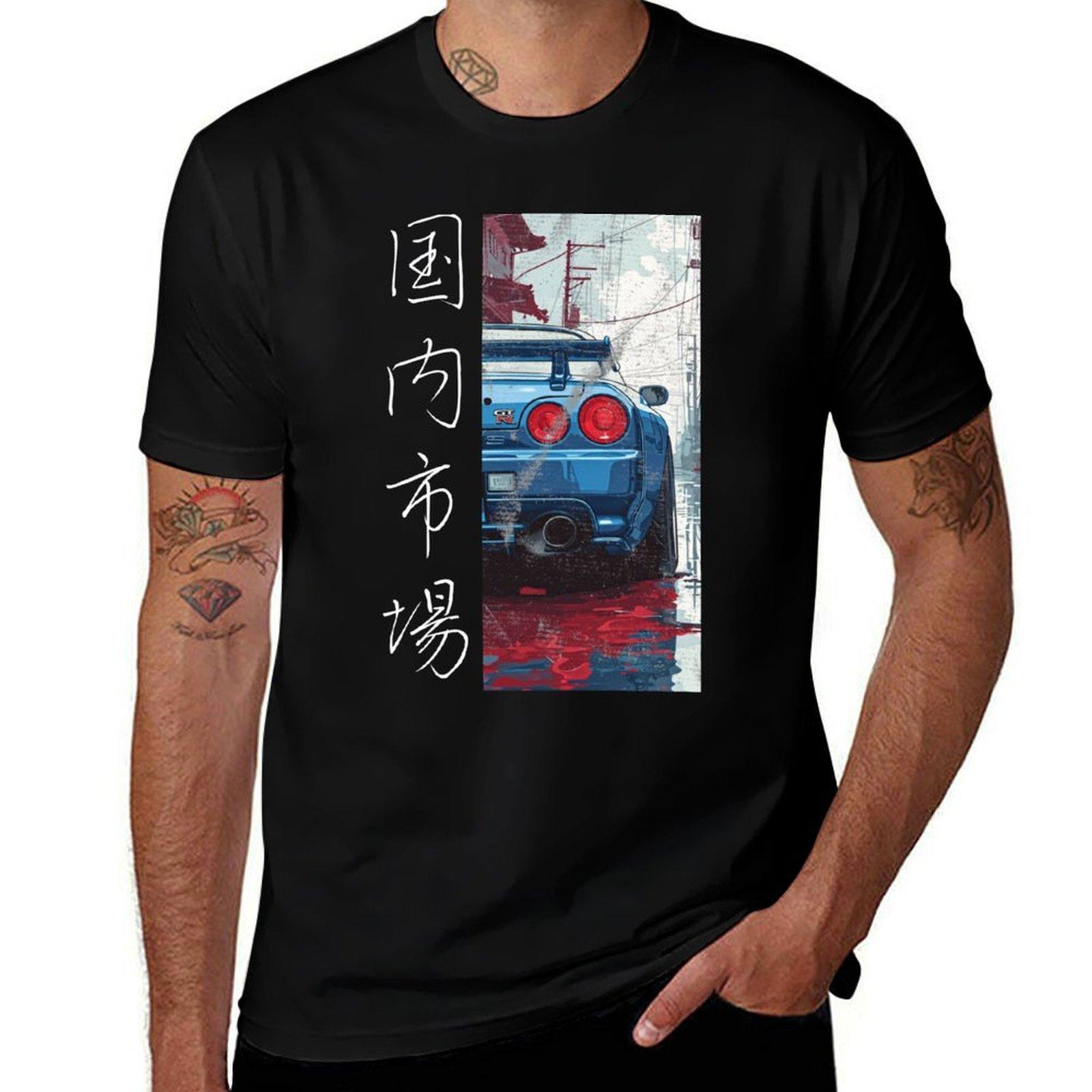 

Distress JDM Drift Car Japan Domestic Market Japanese Characters Kanji T-Shirt T-shirts man big and tall t shirts for men 4XL
