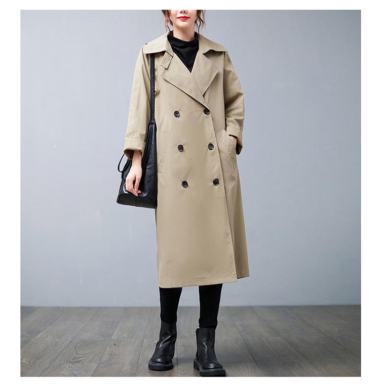 Plus Size Women Cargo Windbreaker Spring Autumn Mid Long Sleeve Trench Coat Female Oversized Loose Casual Overcoat