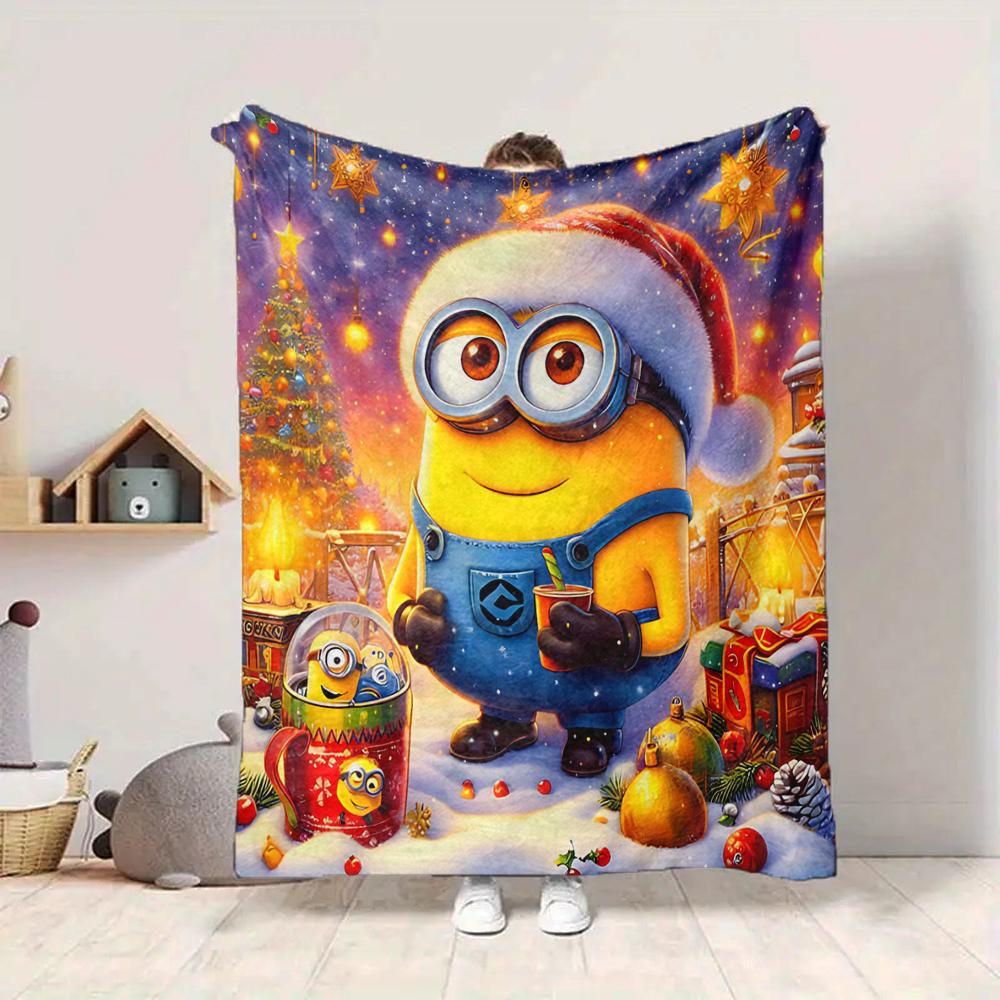 1Pc Christmas Minion Celebration Blanket Soft And Comfortable Casual Warm Camping Travel Christmas Halloween Gift M91744