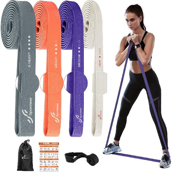 Resistance Bands, Sportneer Non Slip Exercise Bands, Workout Bands Resistance, Pull Up Assistance Bands - Stretching Bands, Natural Rubber, Heavy