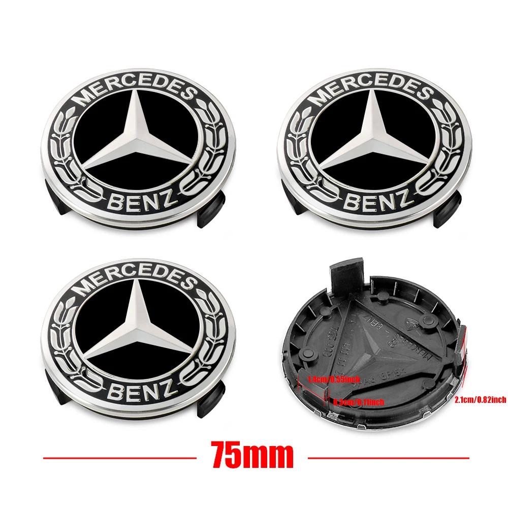 4 Stück/Los 75mm Radnabenkappe Emblem Abzeichen für Mercedes Benz C180 C200 E200 E260 E300 ML350 A1714000025 W230 W210 W211 W221 W219