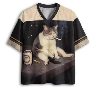 Latest Social Cat 3D Printing Personality Striking Cat Life Winner Cool Cat Sports T-Shirt XXS