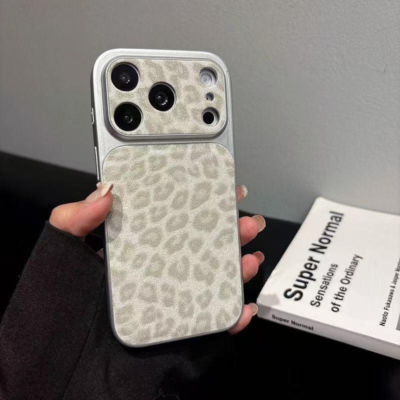 

iPhone 17 Pro Max Glitter Leopard Print Case - Compatible with 16 Pro 16 серый