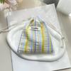 Cute Striped Polyester Drawstring Pouch Travel Makeup Organizer Bag for Cosmetic Lipstick Key Credit Card Holder Case Coin Purse