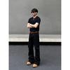 Blaexit American-Style Cleanfit Black Scimitar-Flared Cargo Pants Multi-Pocket Jeans Men's Vibe Pants