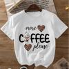 Women's Casual "More Coffee Please" Heart Coffee Bean Print Harajuku Short Sleeve Casual Clothing Street Tees Aesthetic Clothes