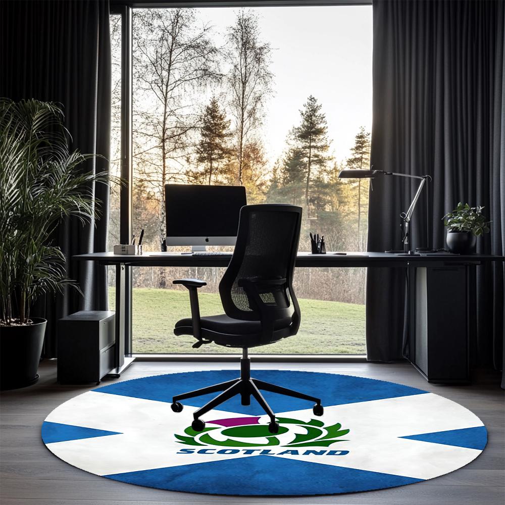Scotland Rugby Printed Round Rug Carpet Chair Rug Area Rug Entryway Doormats,for Office Chair Living Room Bedroom Kitchen Room.