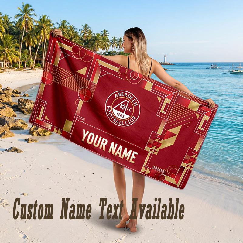 Aberdeen FC Design Beach Towel Custom Text Large Towel for Beach Vacation