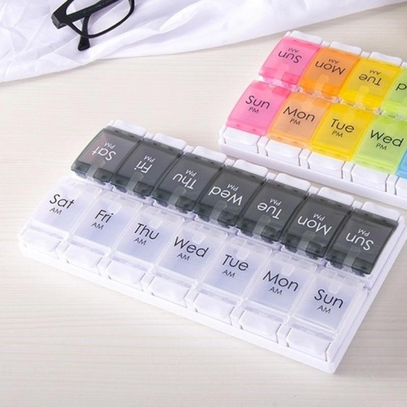 2 Times A Day Pill Organizer Large Pill Box with Push Button Design Detachable Medicine Holder for Vitamins Fish Oil Supplements