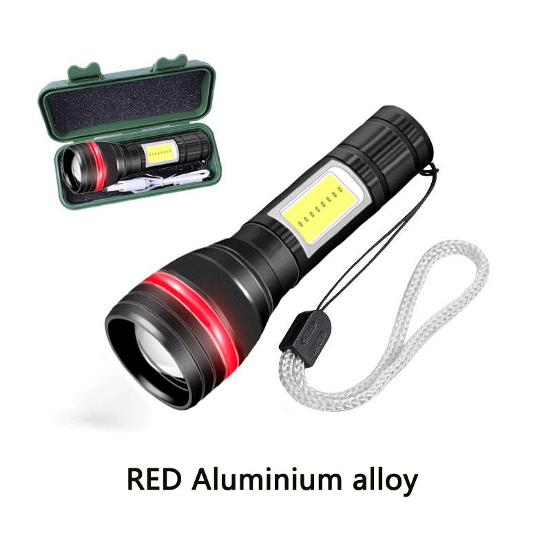 Mini LED Flashlight COB+XPE Portable Torch USB Charging Camping Lantern Zoomable Focus Light Tactical Flashlight with Pen Clip