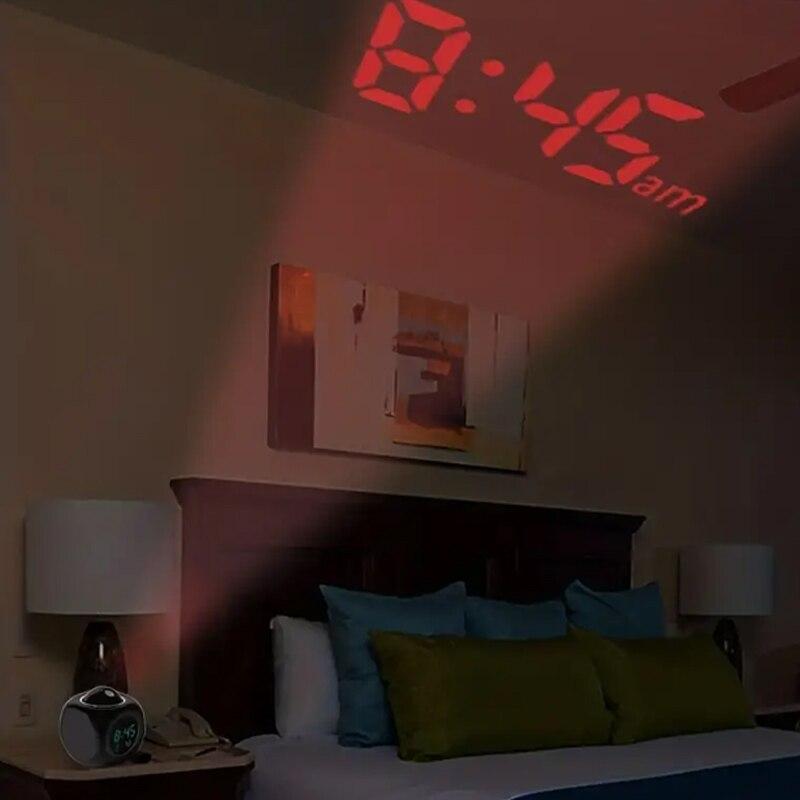 1pc Multifunction Projection Chime Clock LED Light Alarm Clock Voice Prompt Temperature Chime Clock Projection Clock