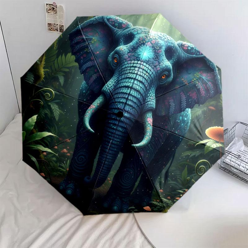 AnimalsElves Pattern Pattern New Style Umbrella, 1 Piece Automatic Folding Umbrella, Portable Travel Umbrella, Outdoor Umbrella, Birthday Gift