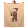 Funny and Cute Curious George Monky Throw Blanket Elegant Warm Throw Blanket for Hotel Home