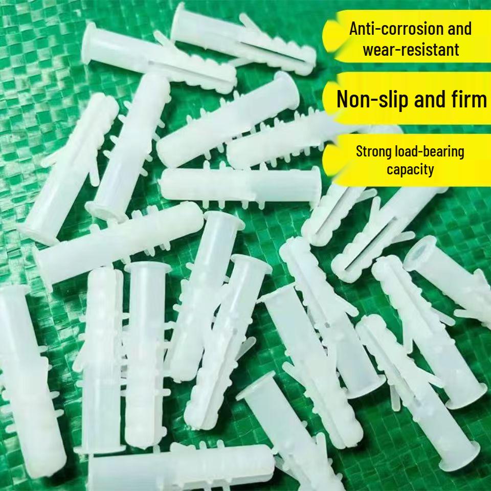 

White Barbed Plastic Expansion Tube Curtain Rod Screw Set