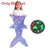 Glow In The Dark Modern Fleece Blanket For Kids With Cartoon Mermaid Stars And Sleepytime Warmth