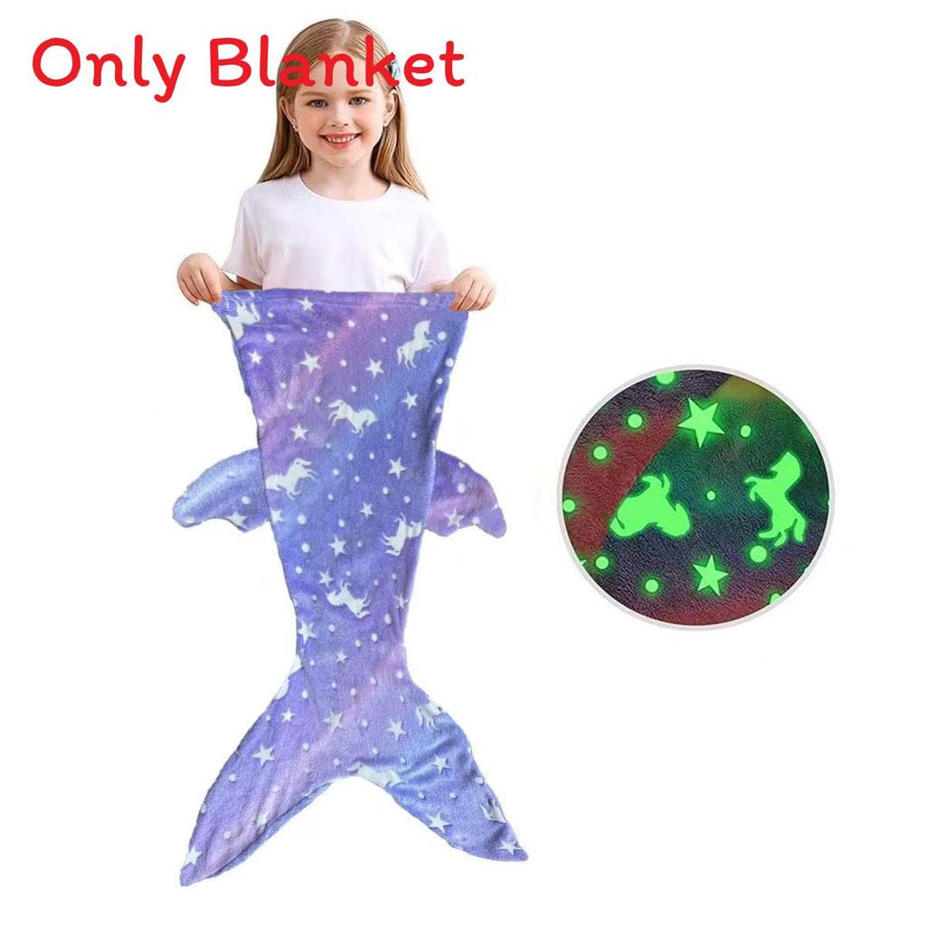

Childrens Mermaid Starry Glow In The Dark Fleece Sleep Bag With Cartoon Pattern For Winter Comfort Purple Finned