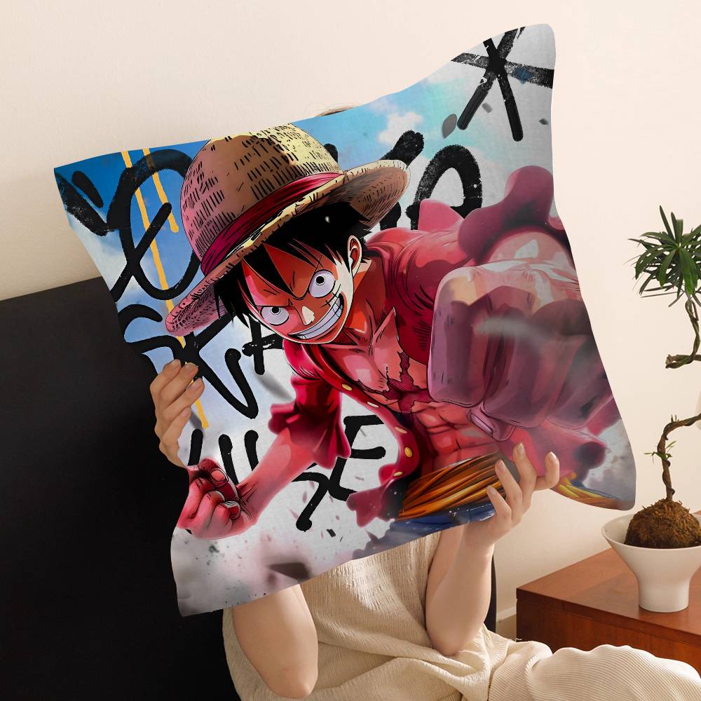 Наволочка с изображением Манки Д. Луффи из One Piece Эксклюзивная лимитированная серия для фанатов аниме Декор в тематике сокровищ для спальни студенческого общежития 45x45cm