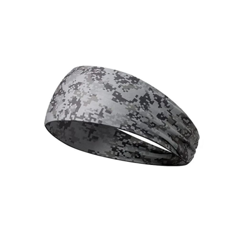 Camouflage Print Mens Sports Headband Sweatband Stretch Elastic Gym Fitness Running Headwrap Breathable Women Yoga Hair Bands