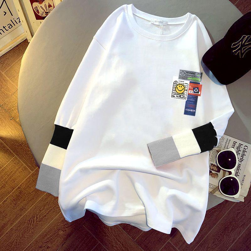 Women's Versatile Loose-Fit Pure Cotton Long Sleeve T-shirt, 2025 Autumn/Winter Collection - Mid-Length Base Layer Covering Buttocks.