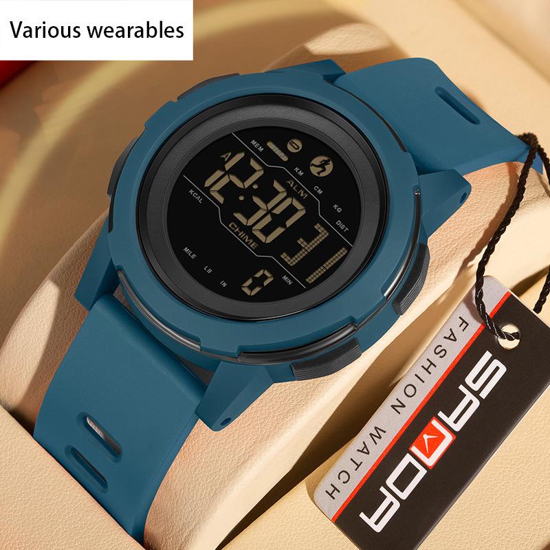 Calorie Pedometer Electronic Watch Waterproof Multifunctional Sports Shockproof Smart Alarm Clock Watch for Men and Women