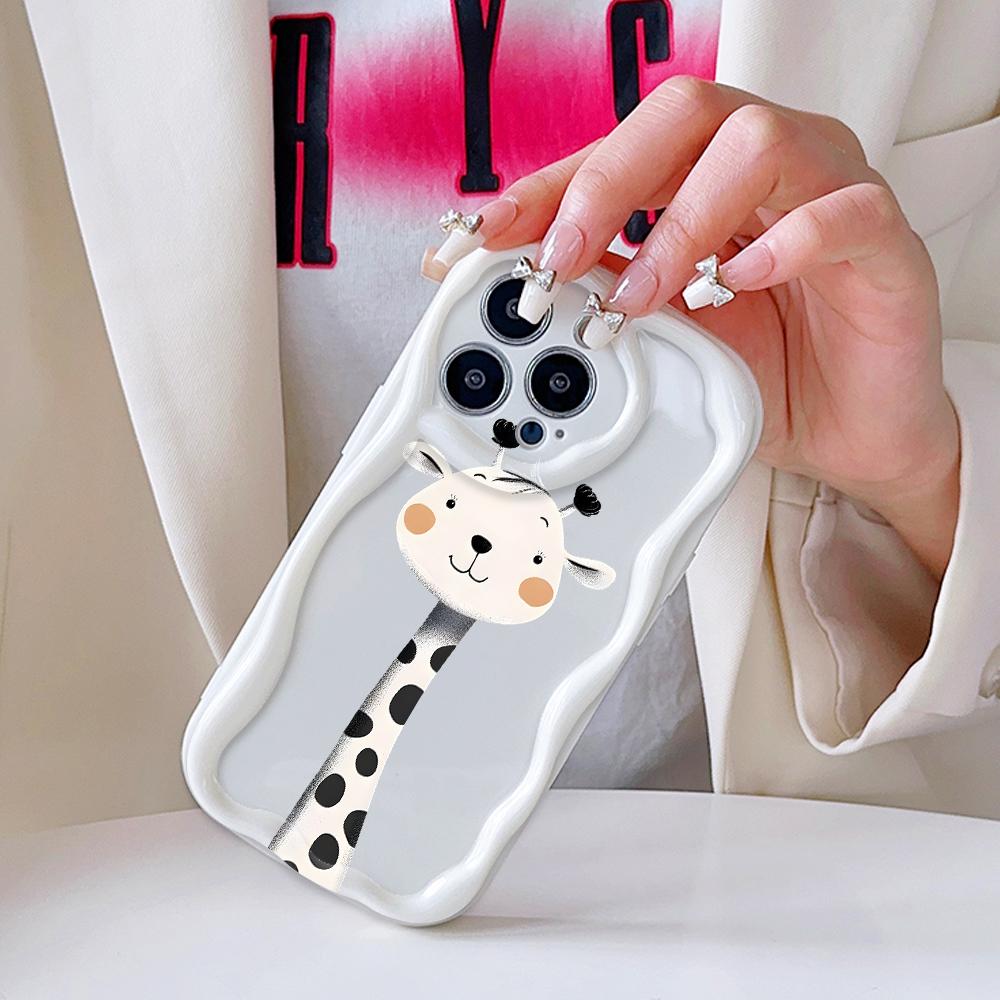 Cartoon Pattern Cream Texture Casing Wavy Edge Soft Silicone Cover Phone Case for IPhone Samsung Huawei Honor Xiaomi Redmi Infinix Tecno