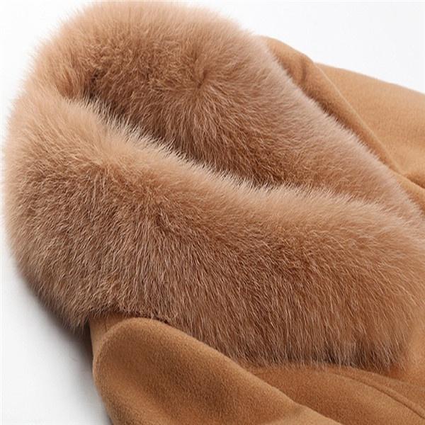 Big Fur Collor Women Woolen Coat Black Long Trench Coat Jacket Slim Wool Blend Coat Elegant Casual Jacket Vintage Gothic Jacket